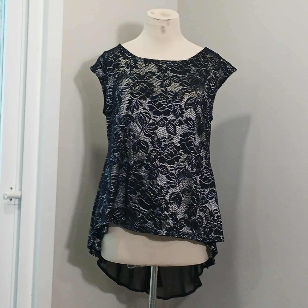 #50 Iris Black and Silver Lace Blouse